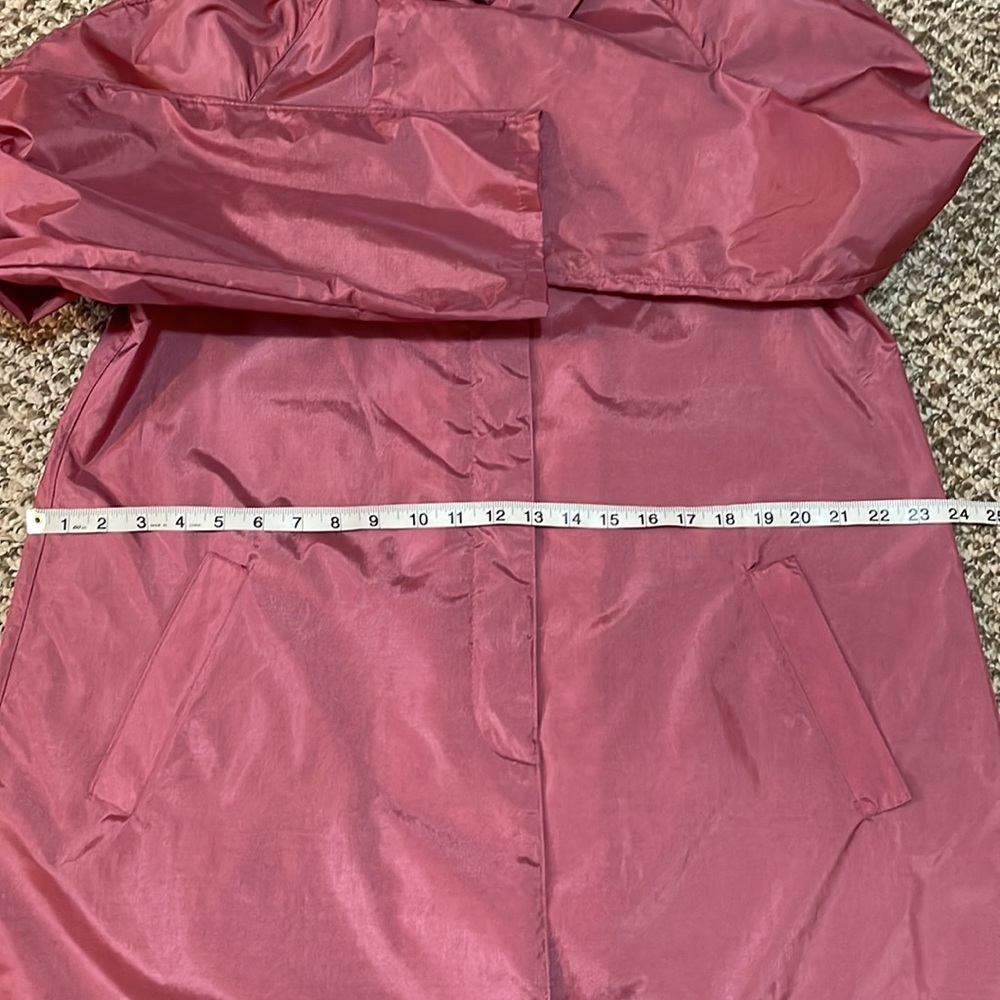 Vintage The totes Coat Lightweight Shiny Nylon Trench Coat - Dusty Rose Pink - Picture 12 of 16
